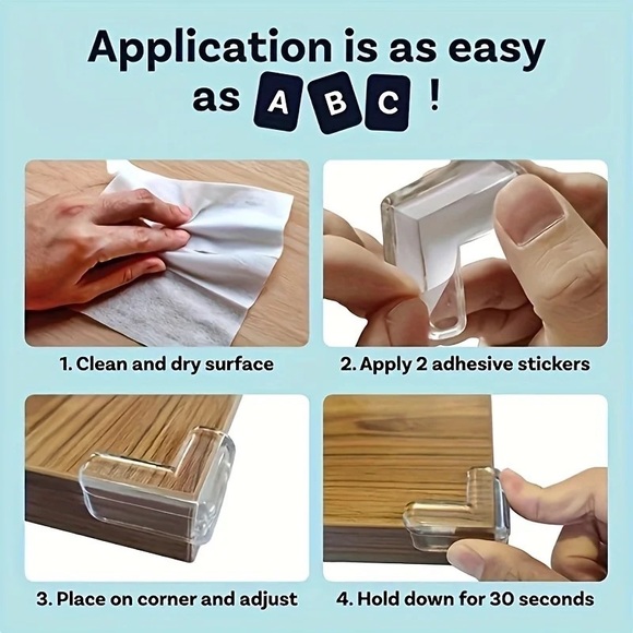 4 Transparent Collision Angle PVC Pad Safety Corner Guard Baby Protector Table - Picture 6 of 6